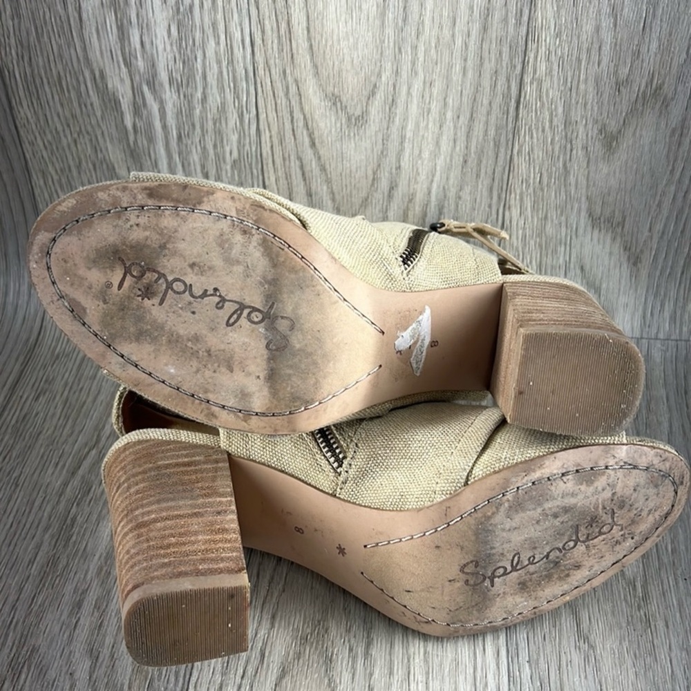 Splendid Tan Peep-Toe Heeled Boots - Picture 11 of 16